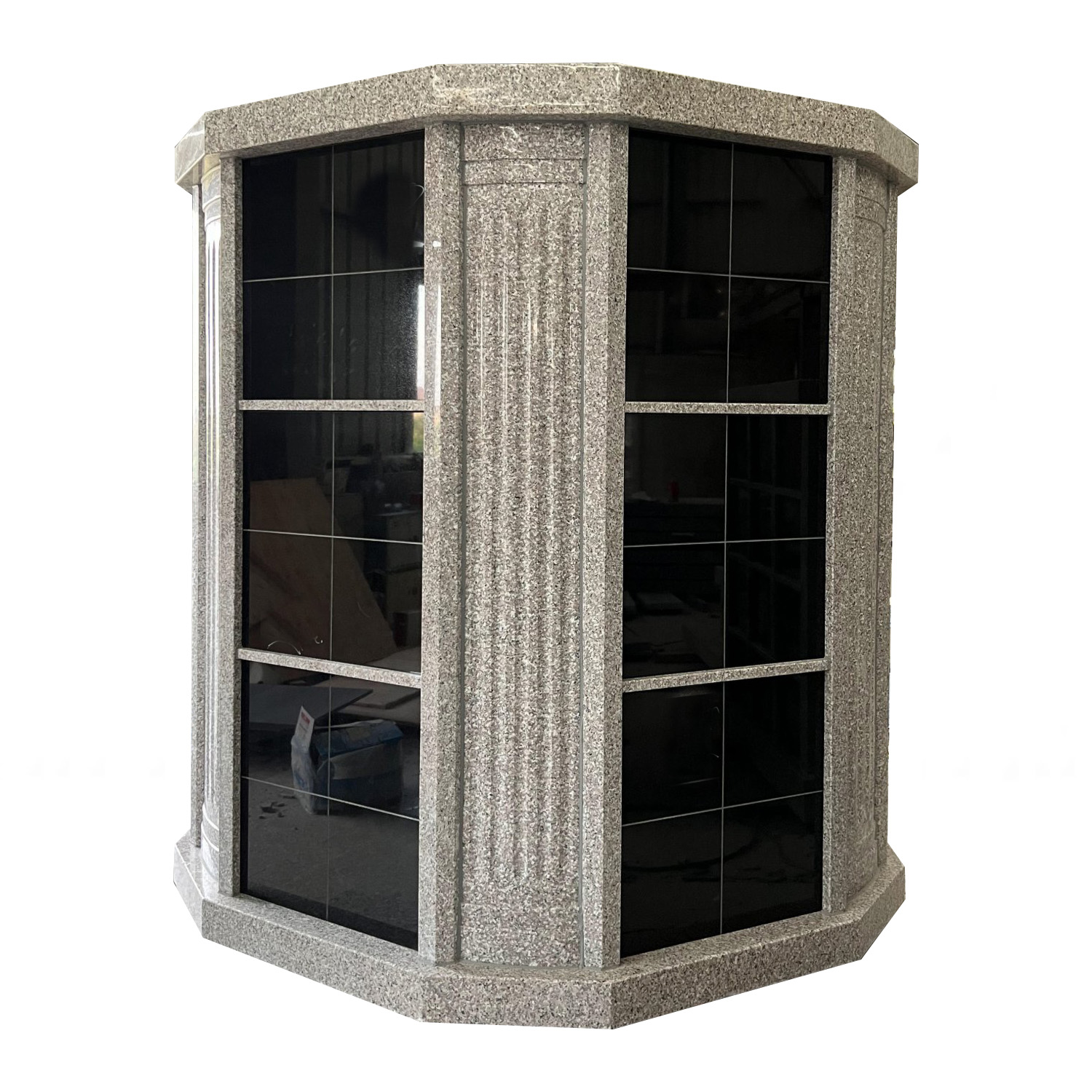 72 Niches Rose Hydra G635 and  Indian black Niche door Granite Columbarium Cremation Columns  CG-01.jpg